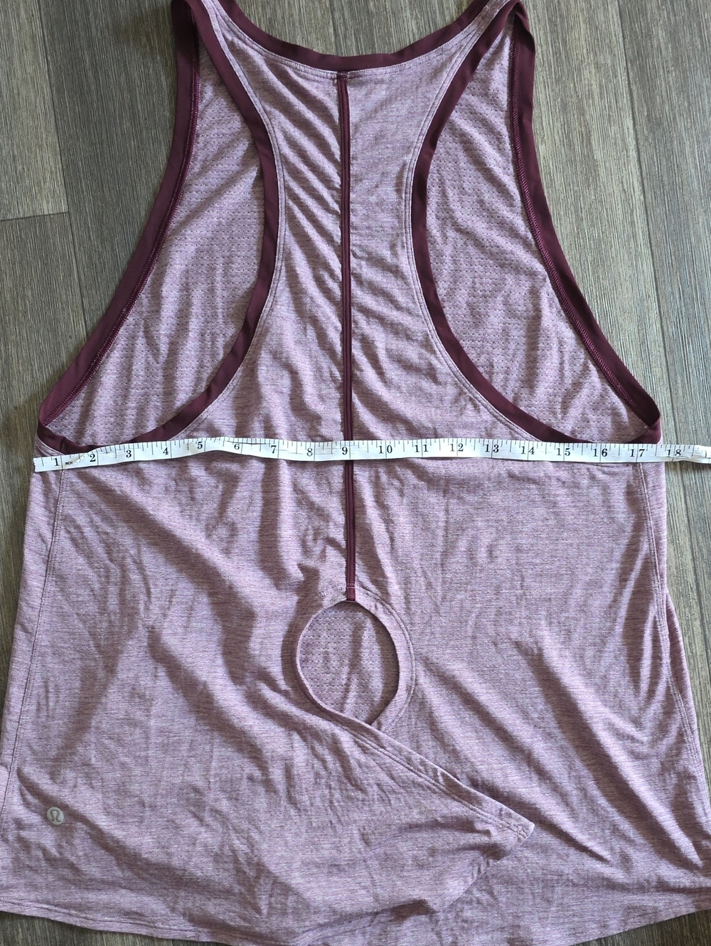 lululemon athletica Heathered Rose Racerback Tank with Maroon Trim - Picture 3 of 6